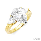 1/2 Ctw Pear Shape Trillion Cut & Round Cut Diamond Semi-Mount Engagement Ring in 14K Yellow and White Gold